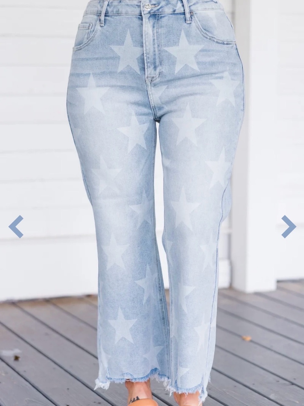 Risen 1XL Light Blue Star Print Women's Jeans